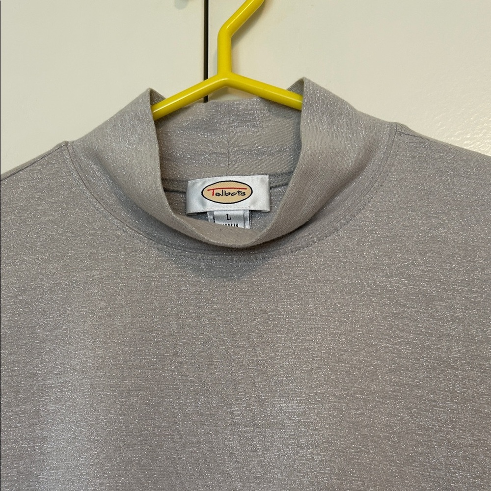 Talbots Light Gray/silver mock Turtleneck size large - Picture 2 of 7